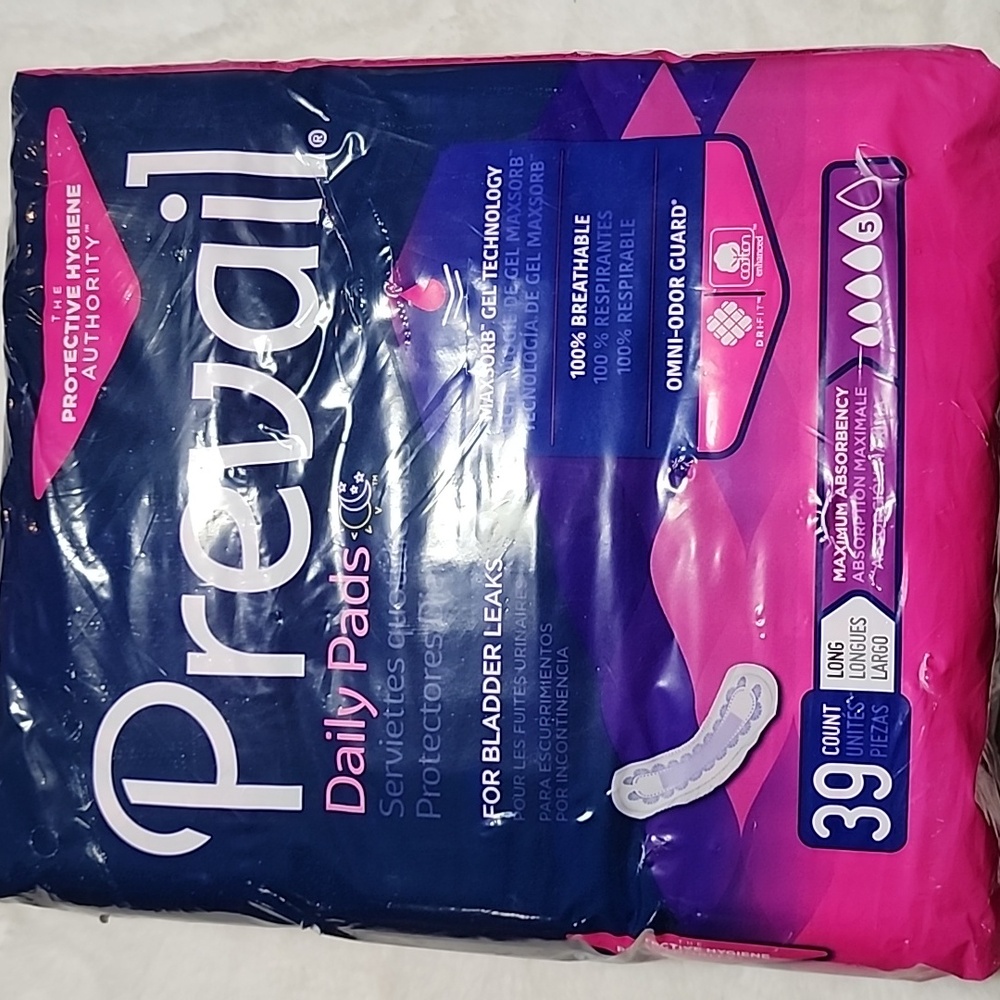 PREVAIL  DAILY INCONTINENT PADS.  39 COUNT.
